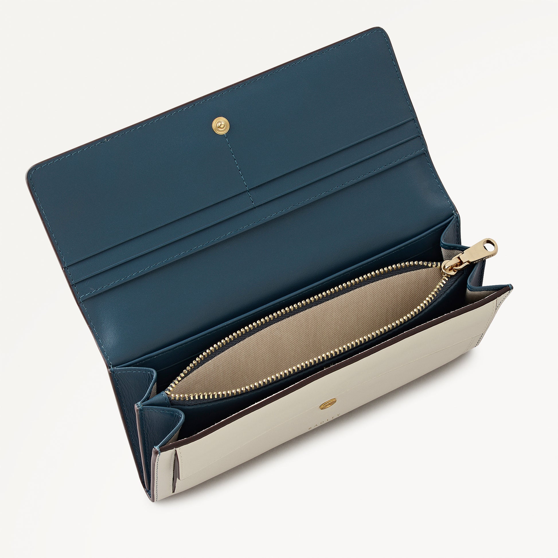 An Ice Day Leather Large Flapover Wallet in Teal - 112118