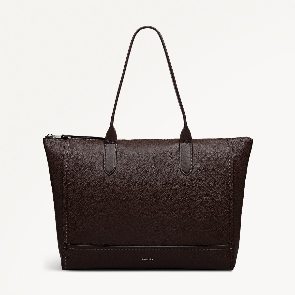 Oak Street Leather Medium Ziptop Tote Bag in Dark Oak - 112159