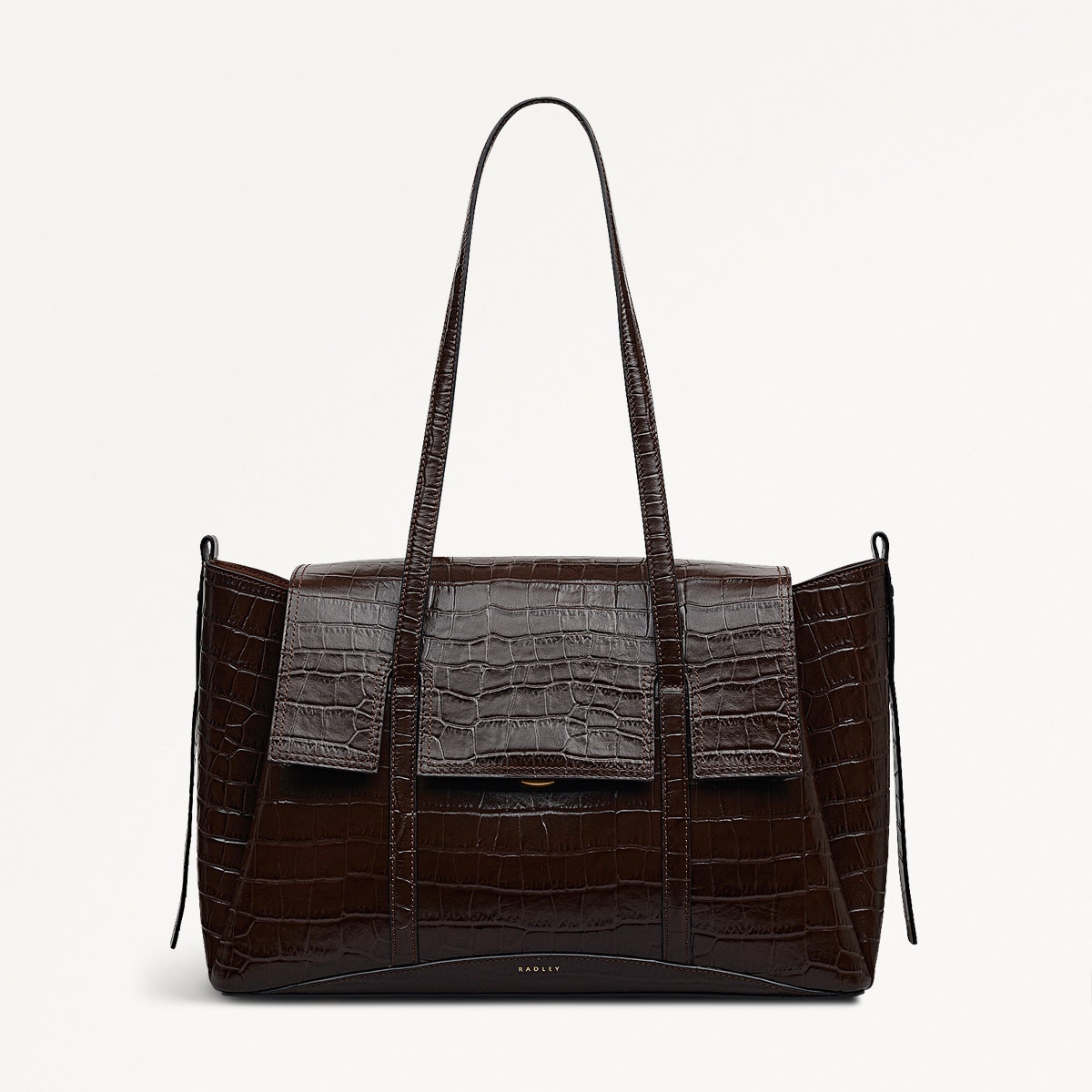 The Chancery Leather Large Flapover Shoulder Bag in Dark Oak - 112166
