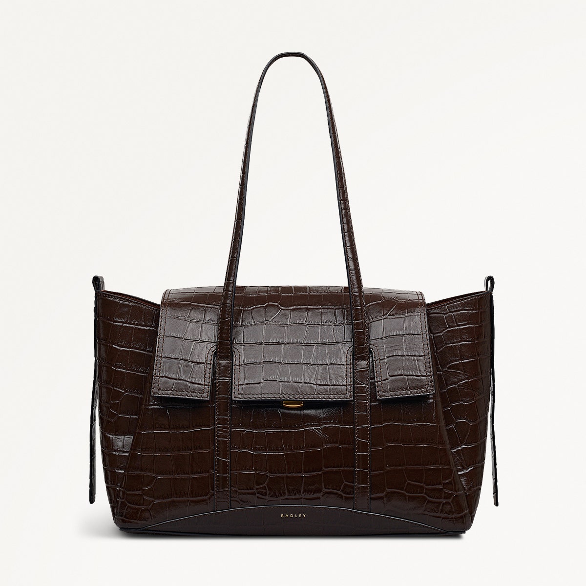 The Chancery Leather Medium Flapover Shoulder Bag in Dark Oak - 112167