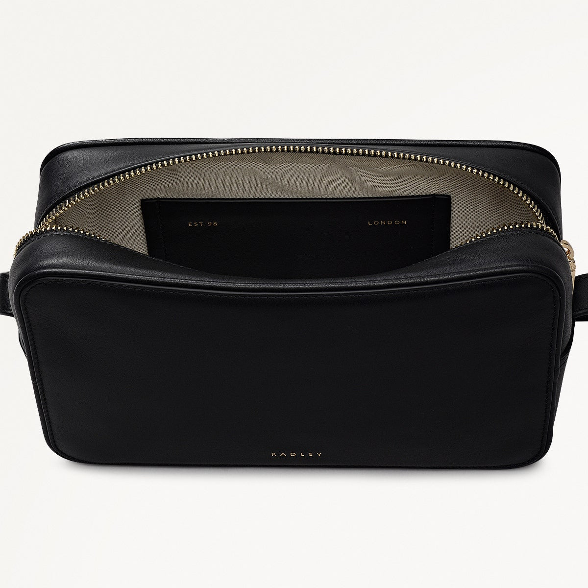 Duchess Close Leather Small Ziptop Cross Body Bag in Black - 112175