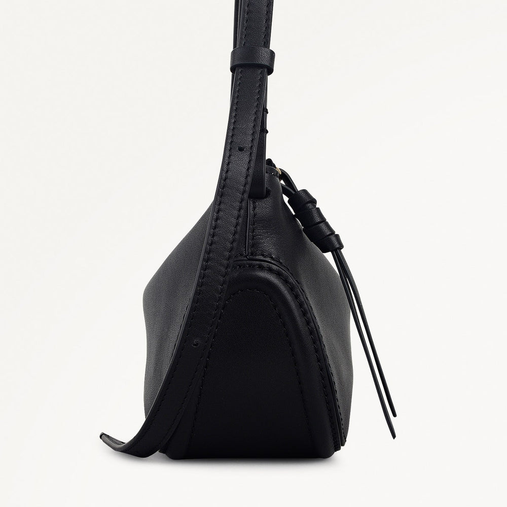 The Iris Leather Small Ziptop Cross Body Bag in Black - 112184