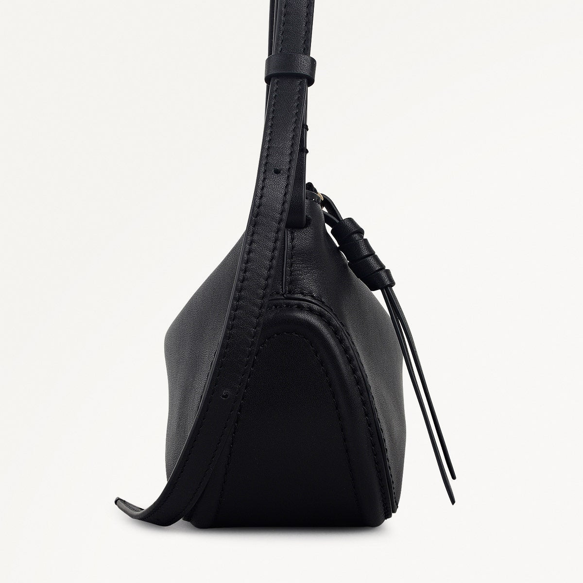 The Iris Leather Small Ziptop Cross Body Bag in Black - 112184