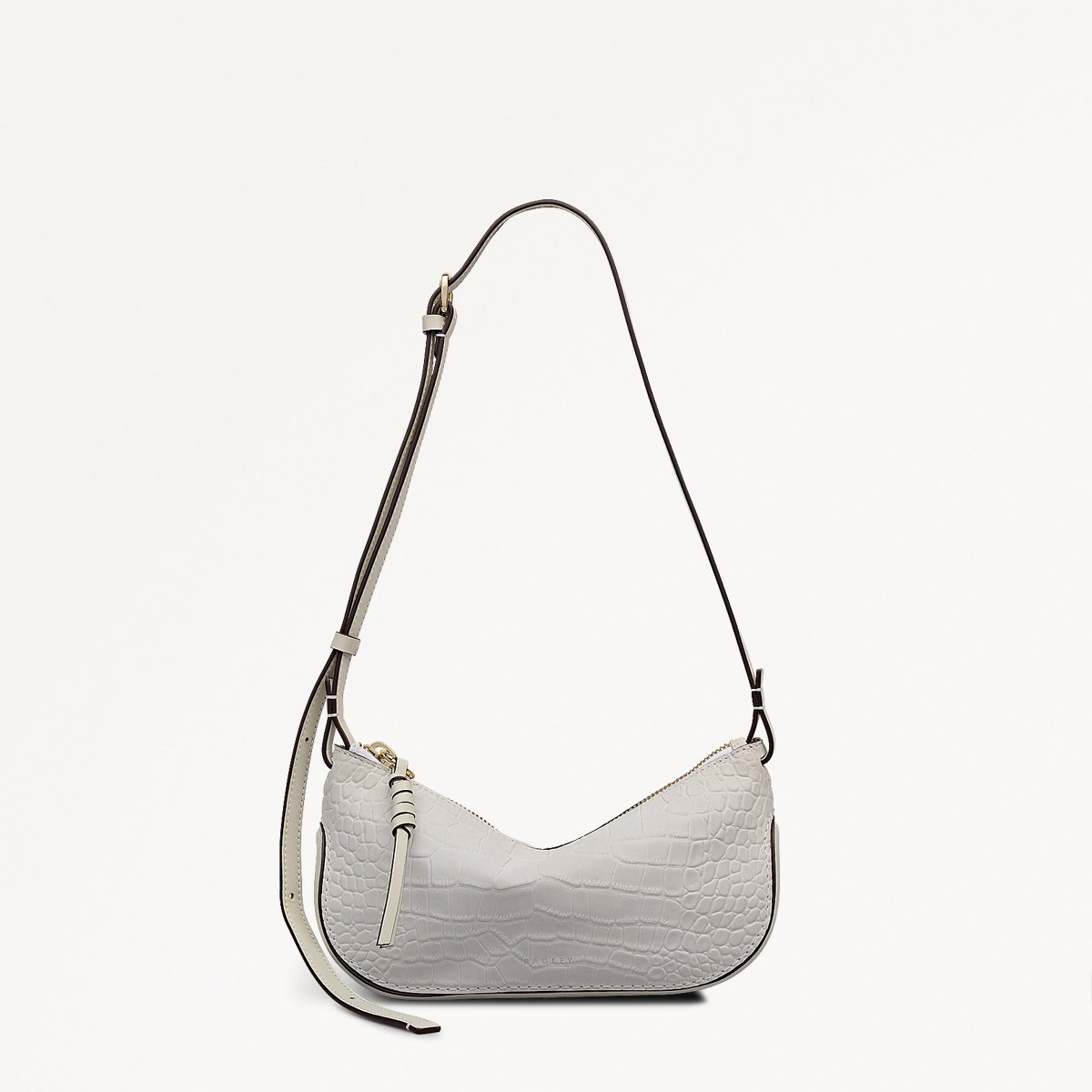 The Iris Leather Small Ziptop Cross Body Bag in Snow - 112185