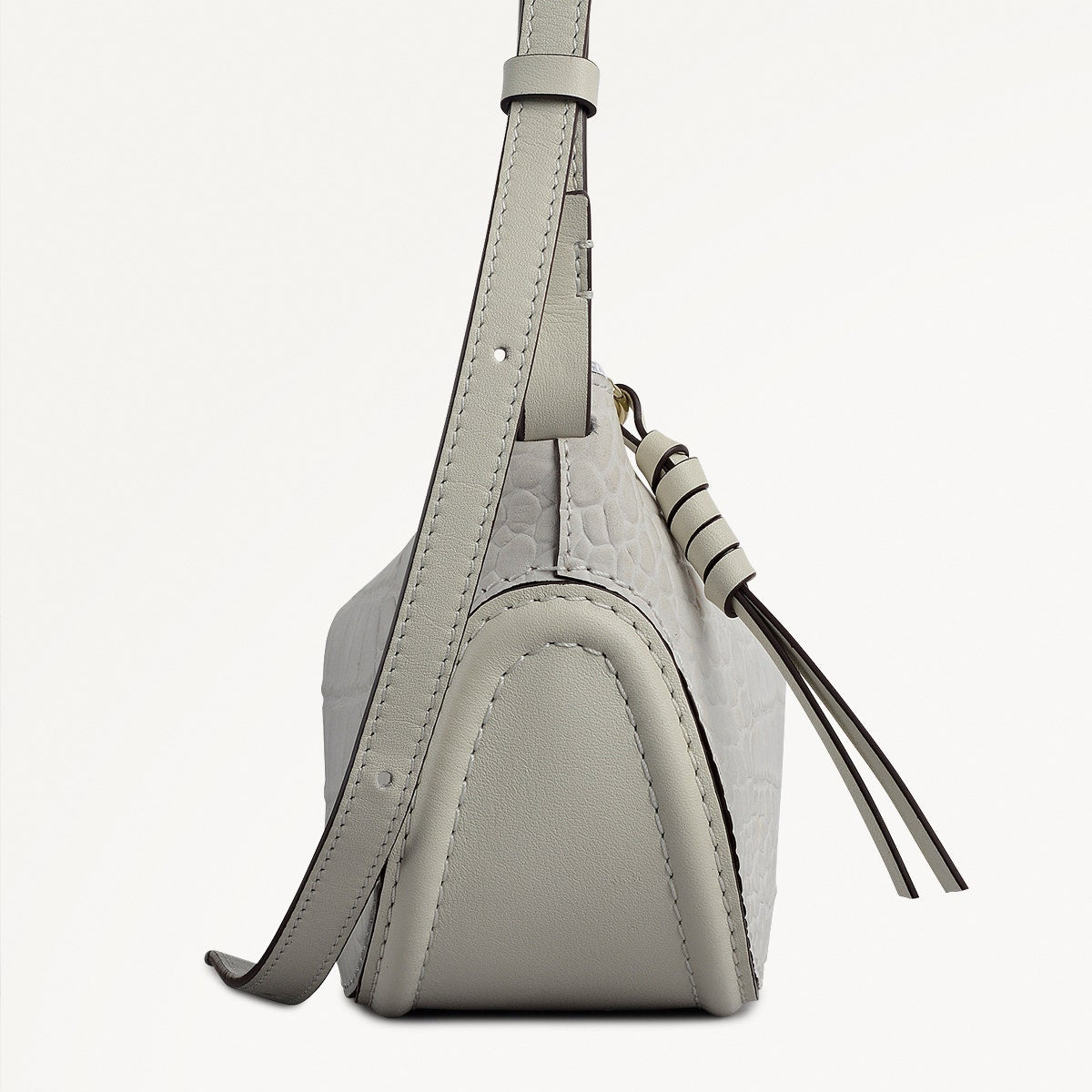 The Iris Leather Small Ziptop Cross Body Bag in Snow - 112185