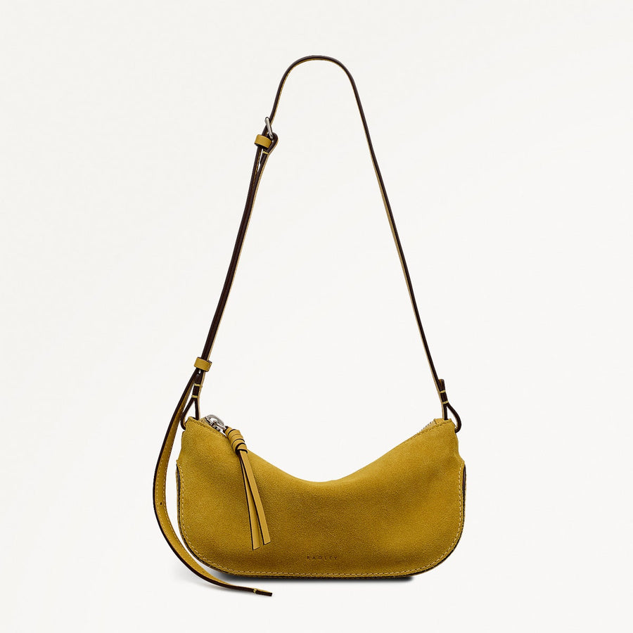 The Iris Leather Small Ziptop Cross Body Bag in Ochre - 112186