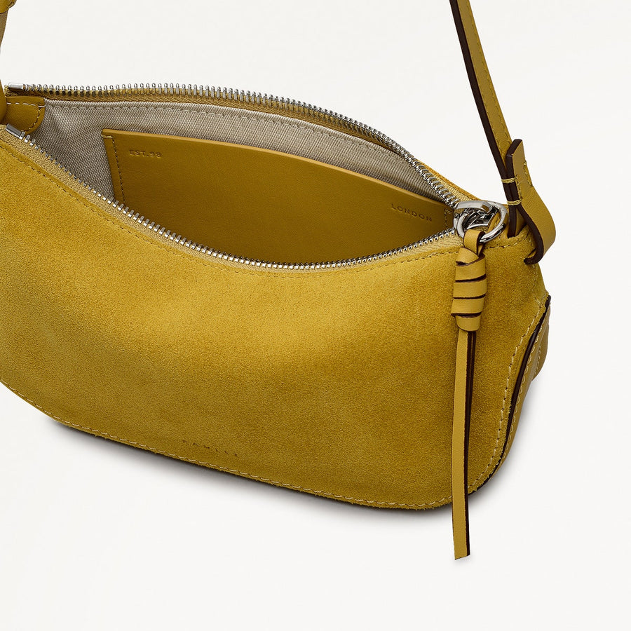 The Iris Leather Small Ziptop Cross Body Bag in Ochre - 112186