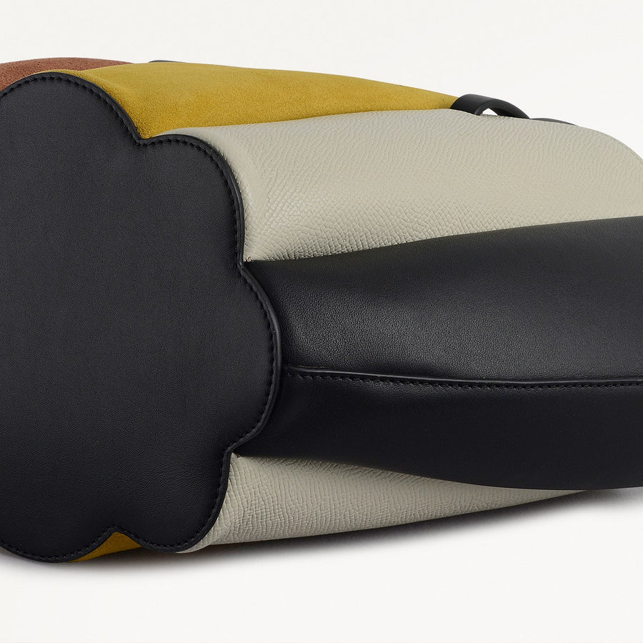 The Lily Leather Small Open Top Grab Bag in Ochre - 112194