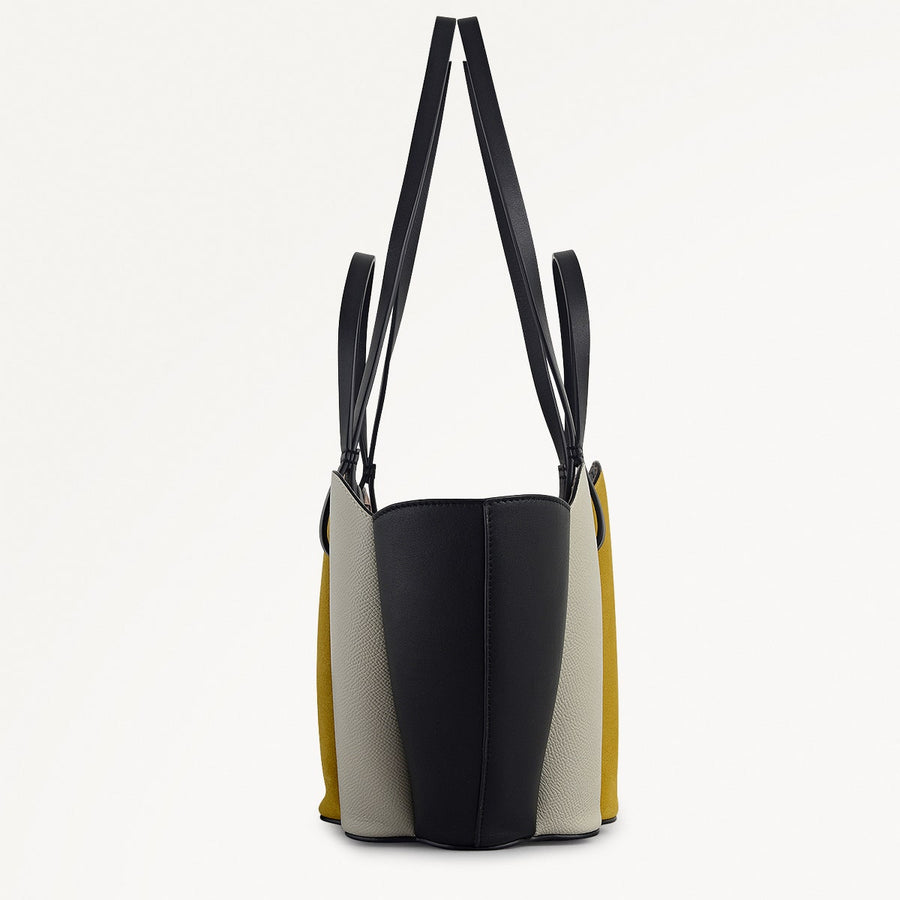 The Lily Leather Small Open Top Grab Bag in Ochre - 112194