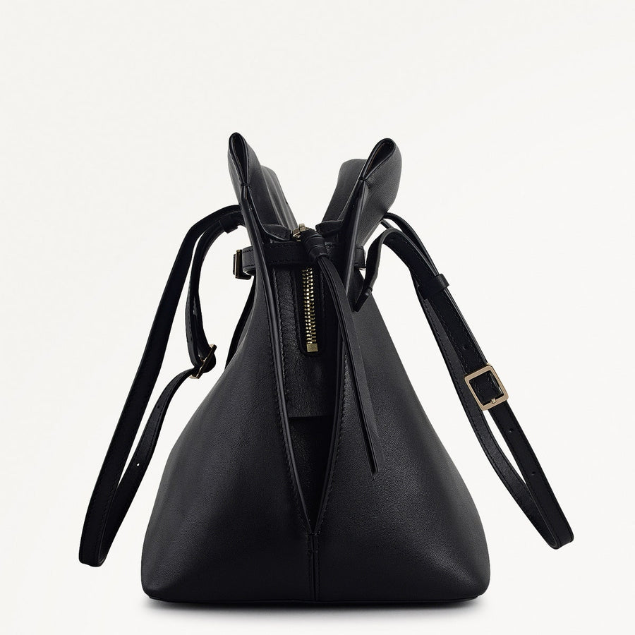 The Christina Leather Large Ziptop Shoulder Bag in Black - 112195