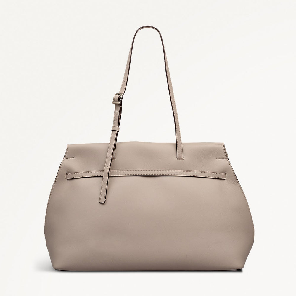 The Christina Leather Large Ziptop Shoulder Bag in Porcini - 112197