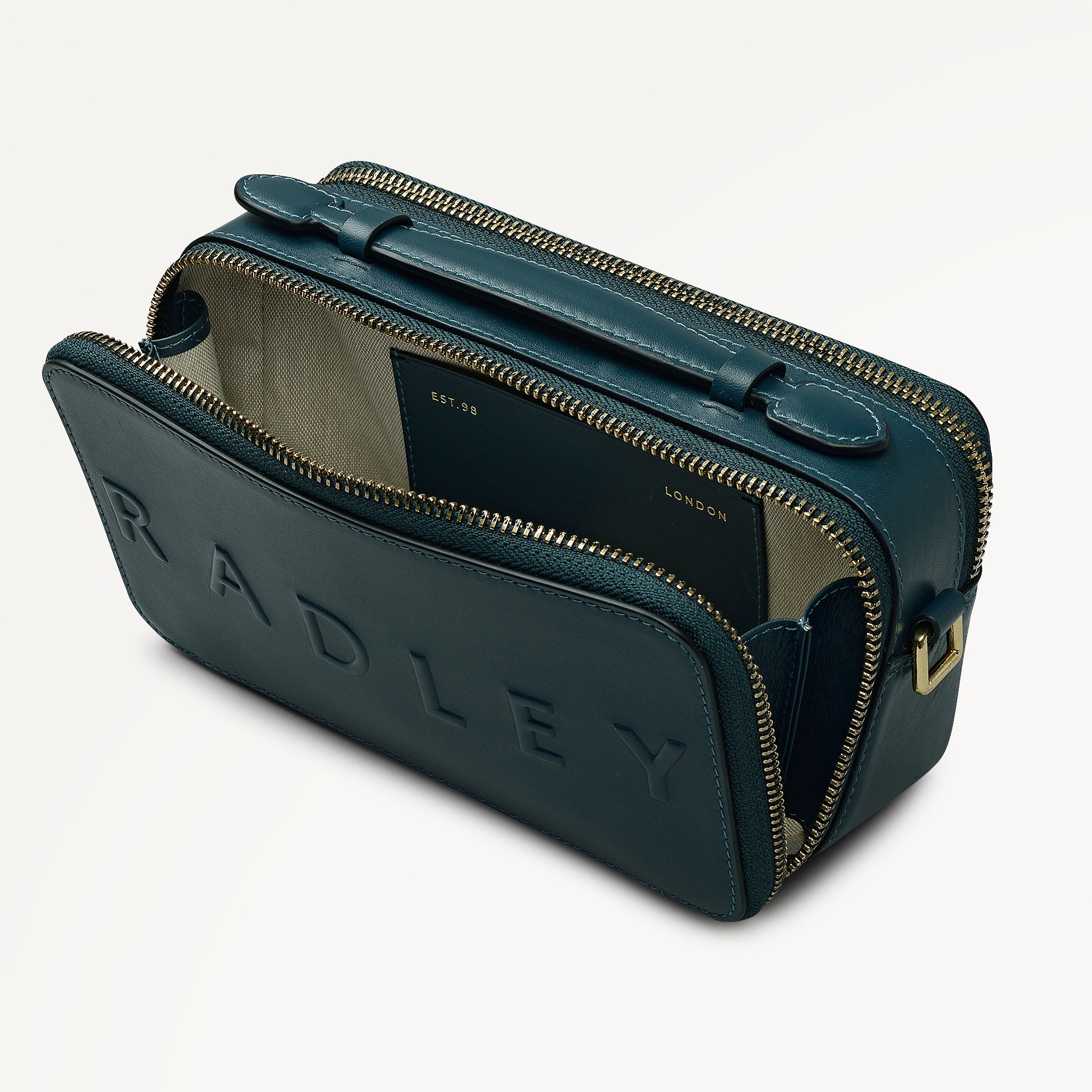 Calvert Road Leather Zip Around Cross Body Bag in Teal - 112204