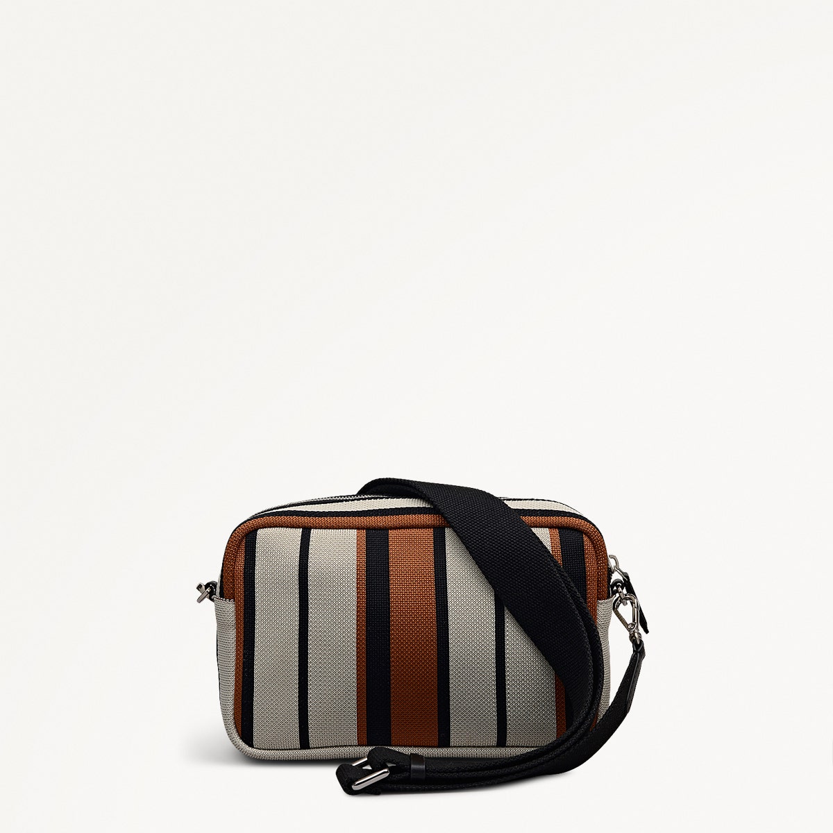 Hadleigh Place Stripe Small Ziptop Crossbody Bag in Snow - 112211