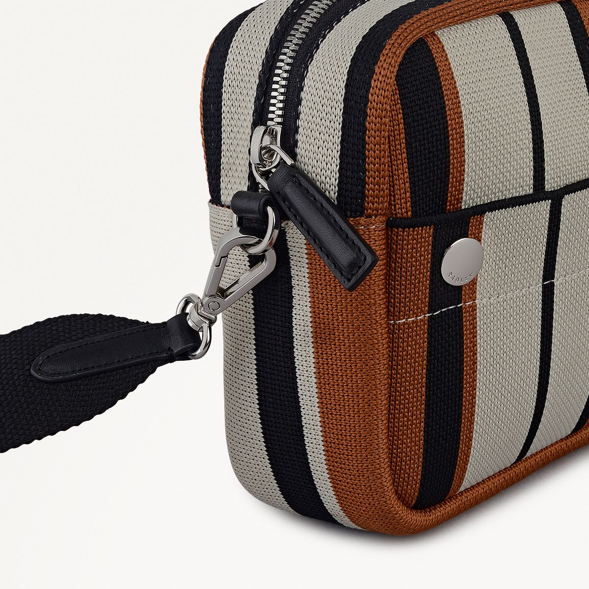 Hadleigh Place Stripe Small Ziptop Crossbody Bag in Snow - 112211
