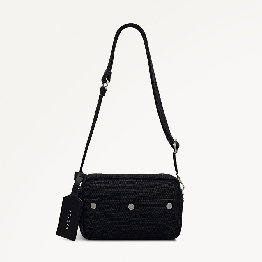 Hadleigh Place Fabric Small Ziptop Cross Body Bag in Black - 112213