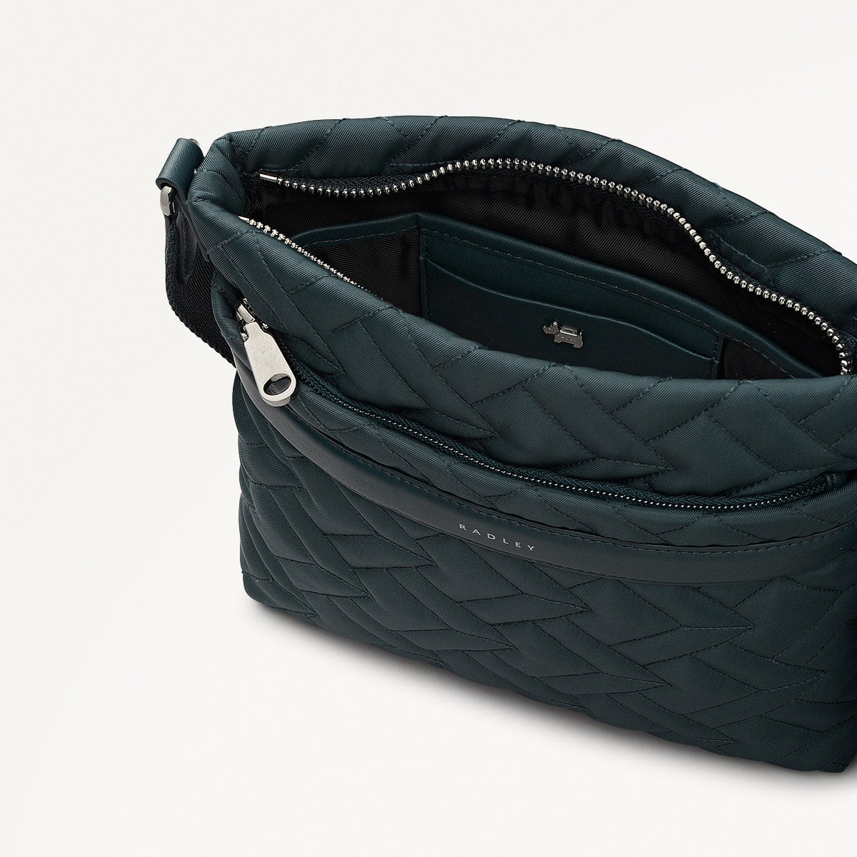 Holland Park Fabric Small Ziptop Cross Body Bag in Teal - 112218