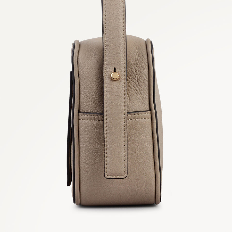 Duchess Close Leather Small Ziptop Cross Body Bag in Porcini - 112260