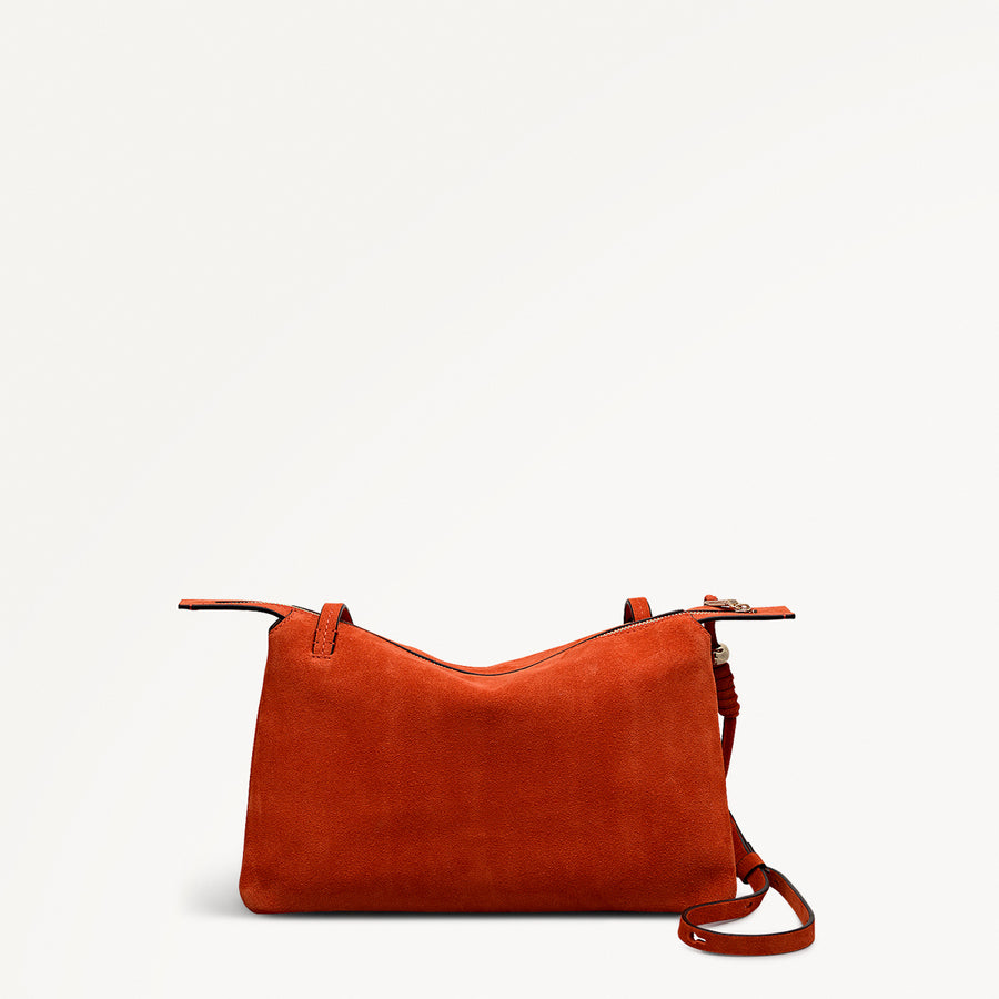 The Romilly Leather Medium Ziptop Cross Body Bag in Flame - 112274