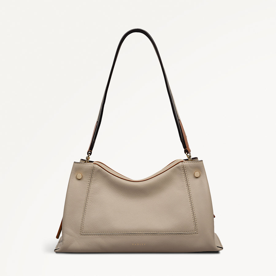 Hope Gardens Leather Medium Ziptop Shoulder Bag in Porcini - 112279