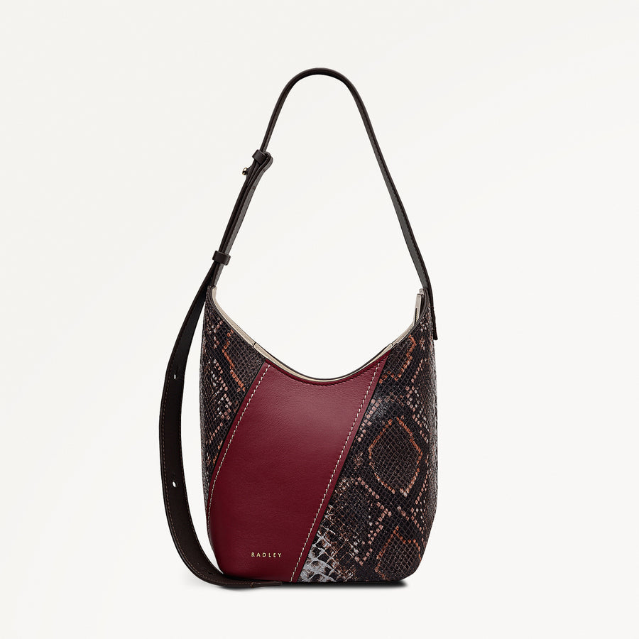 Beaton Close Leather Small Ziptop Cross Body Bag in Carmine - 112283