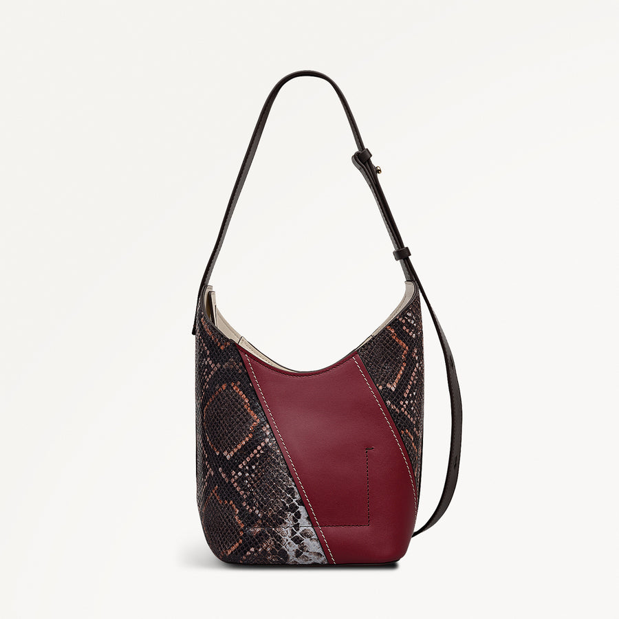 Beaton Close Leather Small Ziptop Cross Body Bag in Carmine - 112283