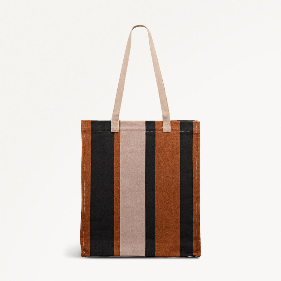 Stripe Medium Open Top Tote Bag in Snow - 112462