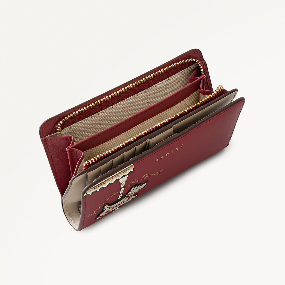 Magic Carousel Leather Medium Bifold Wallet in Carmine - 112790