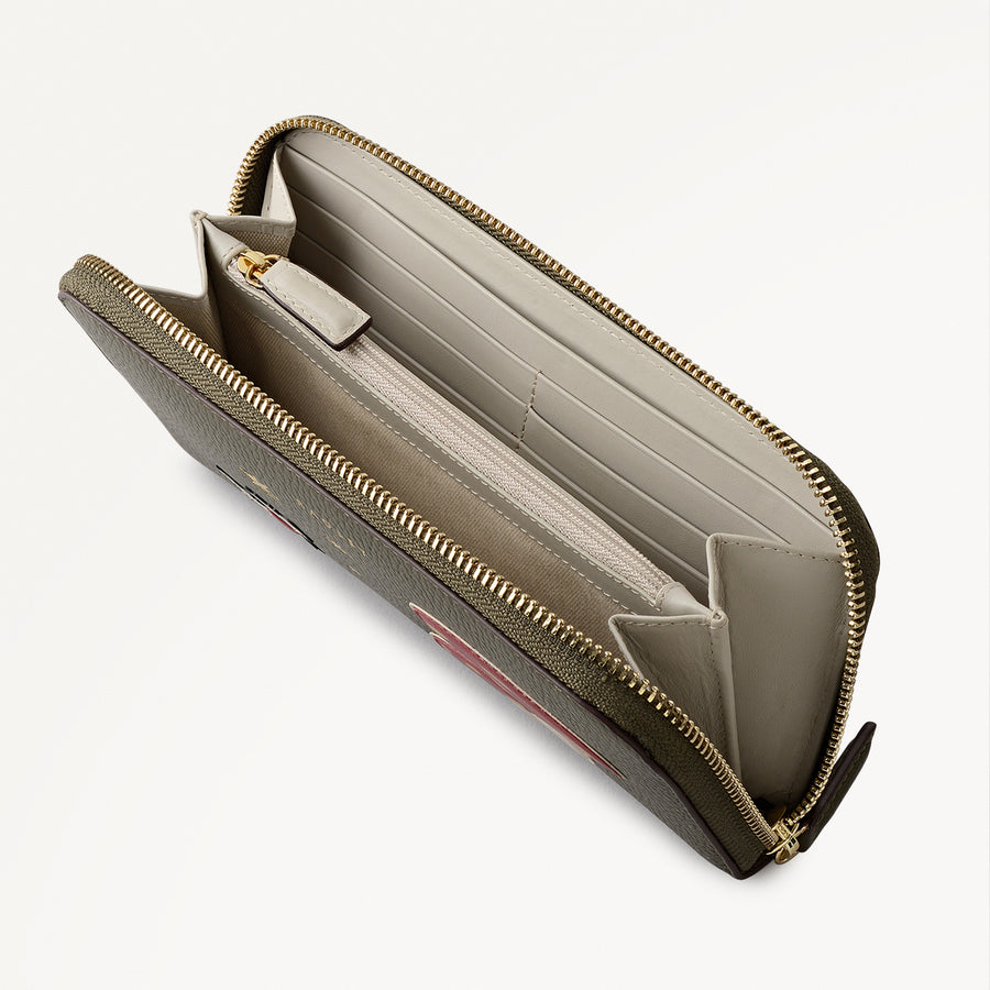 Mushroom Mate Leather Large Zip Around Wallet in Pine Needle - 112792