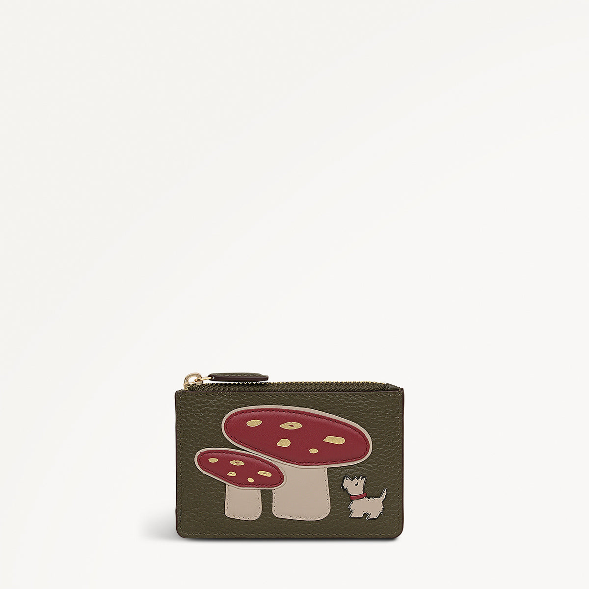 Mushroom Mate Leather Small Ziptop Coin Purse in Pine Needle - 112794