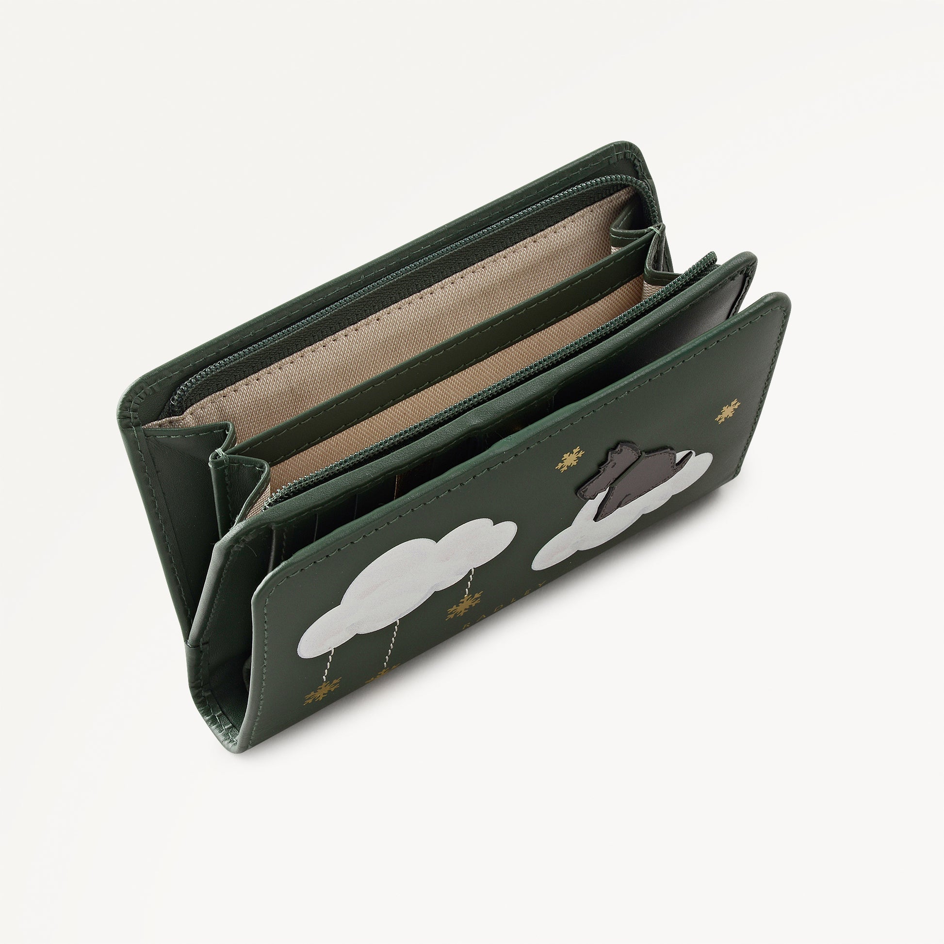 It's Written In The Snowflakes Leather Medium Bifold Wallet in Racing Green - 112852