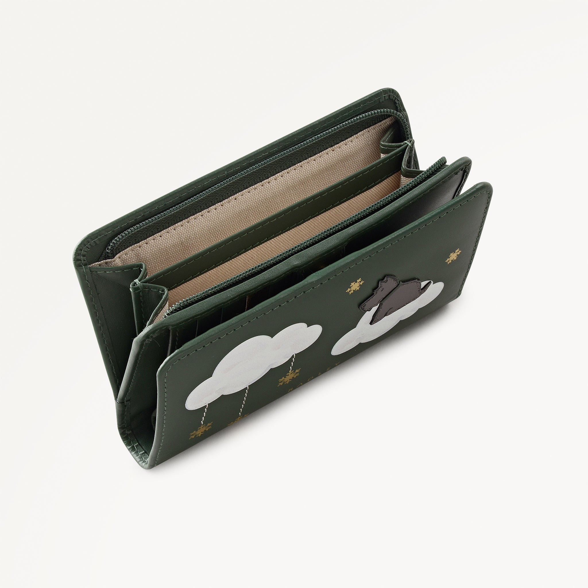 It's Written In The Snowflakes Leather Medium Bifold Wallet in Racing Green - 112852