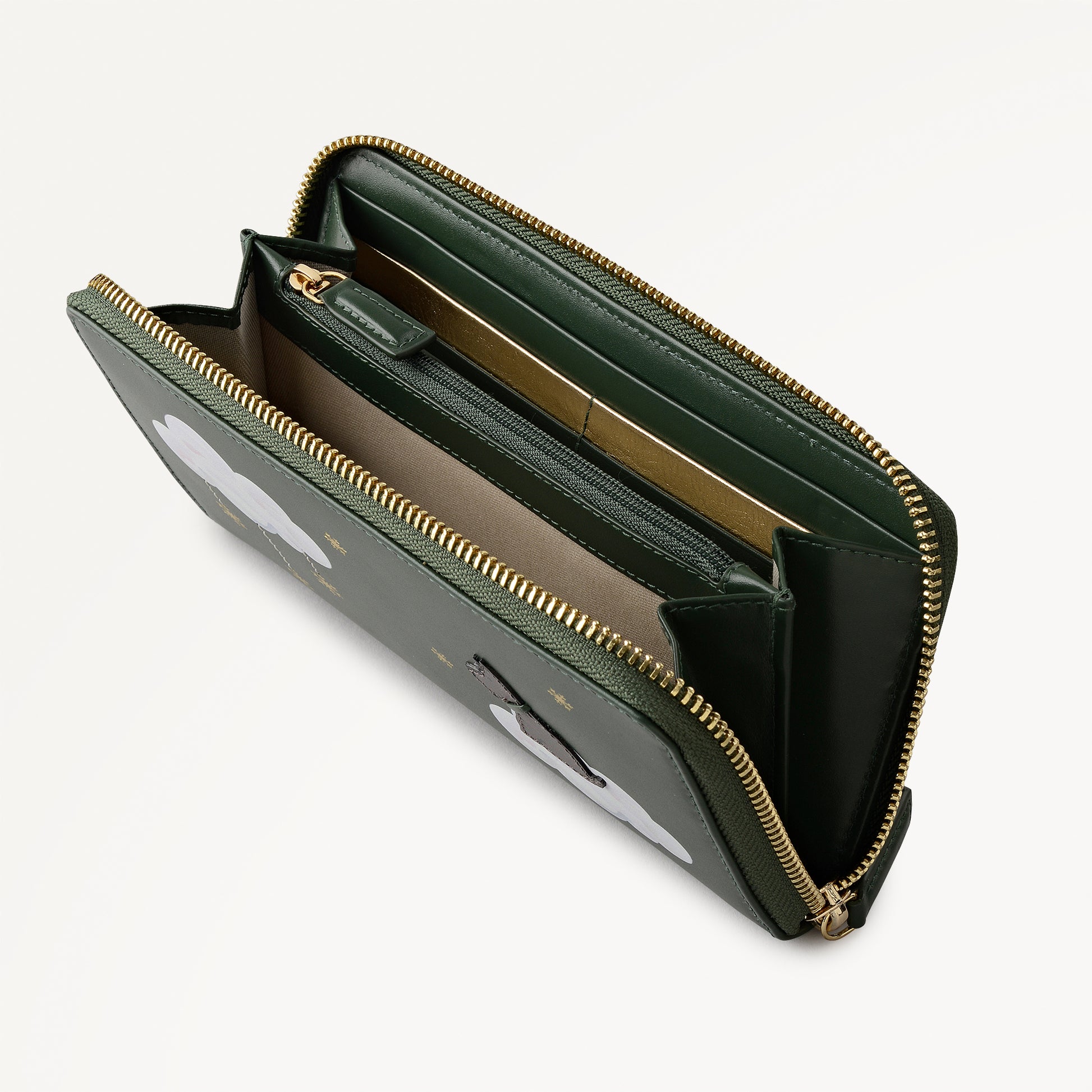 It's Written In The Snowflakes Leather Large Zip Around Wallet in Racing Green - 112855