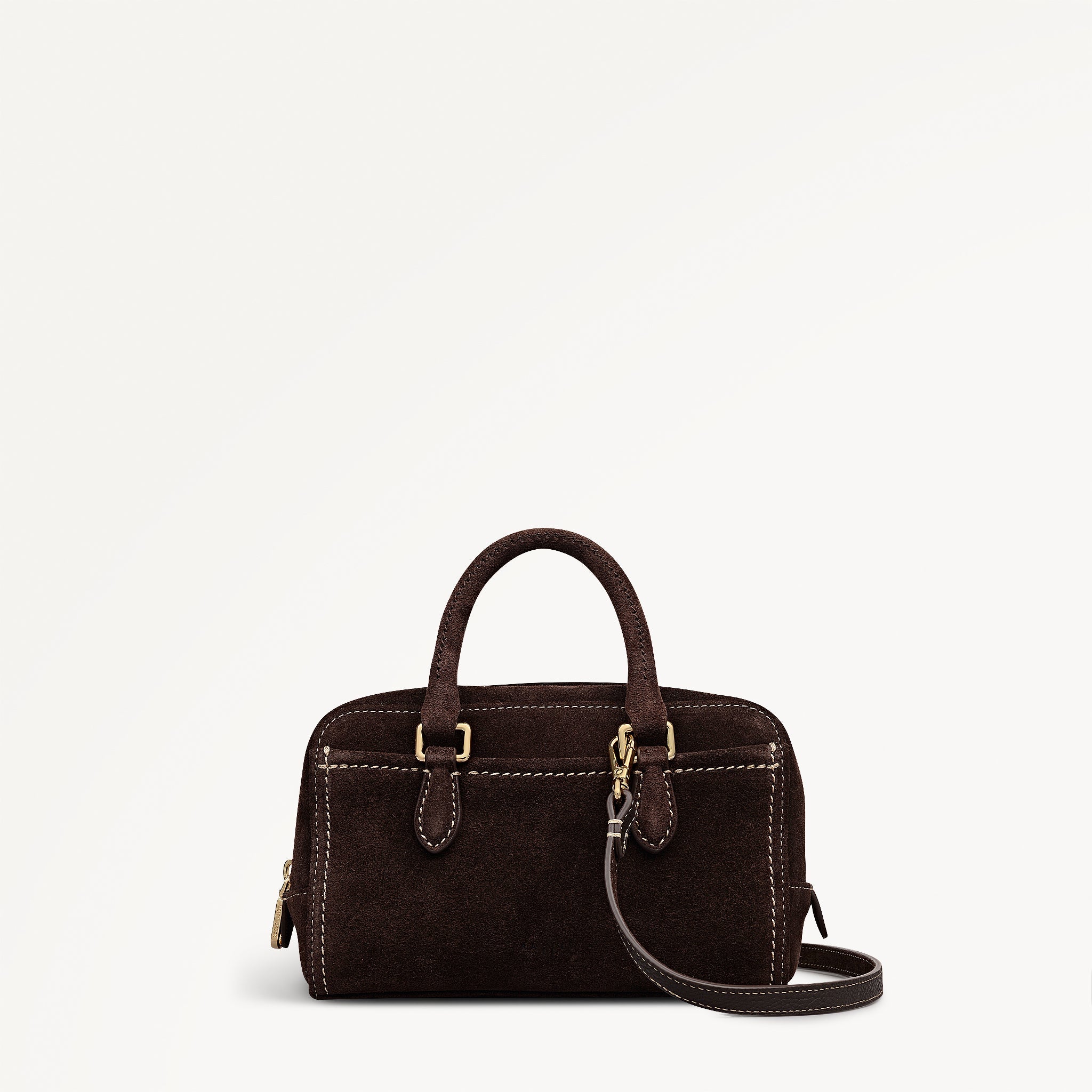 Portland Way - Suede Mini Zip Around Grab Dark Oak - 113289 Ohf/112/04