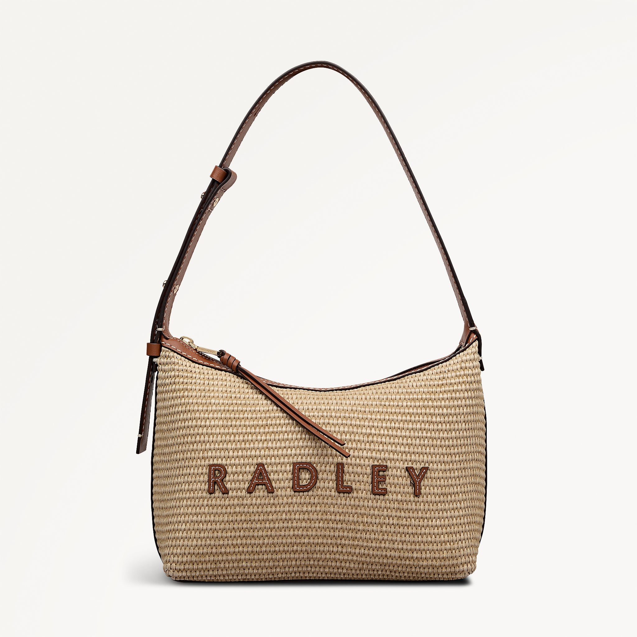 Spencer Mews - Raffia Medium Ziptop Shoulder Cognac - 113658