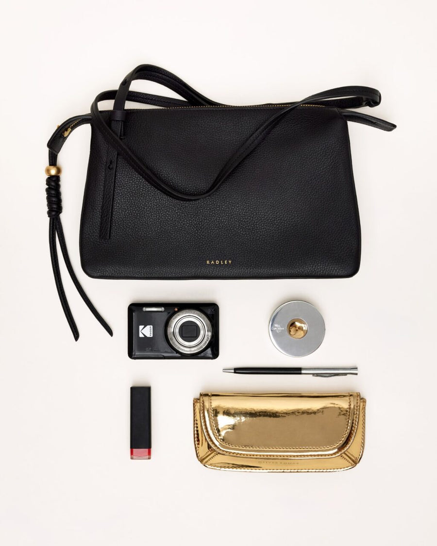 The Romilly Leather Medium Ziptop Cross Body Bag in Porcini - 112276