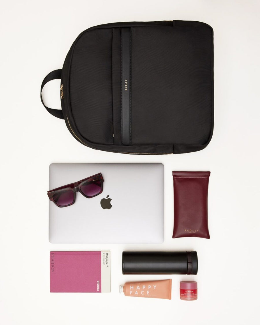 Holland Park Fabric Medium Ziptop Backpack in Black - H2055001