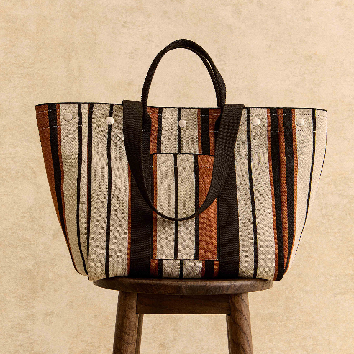 Hadleigh Place Stripe Large Open Top Tote Bag in Snow - 112210