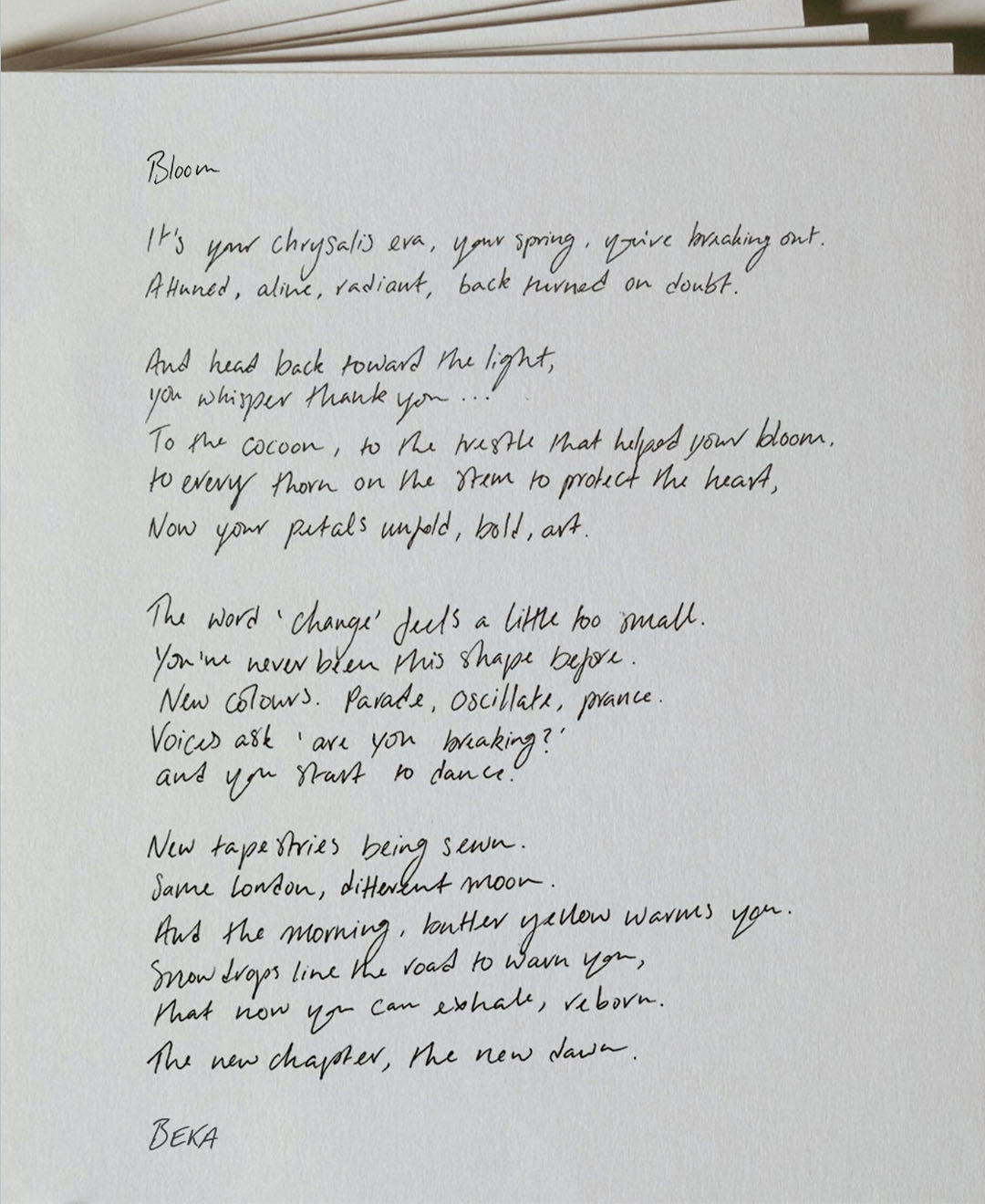 Radley x Beka Handwritten poem by Beka