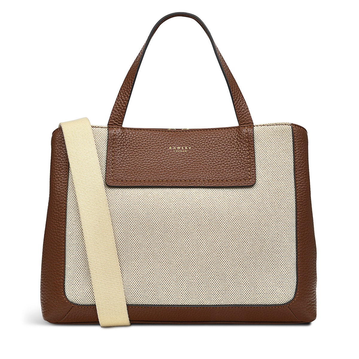 Dukes Place Leather Medium Ziptop Grab Bag in Tortoise - H1274205