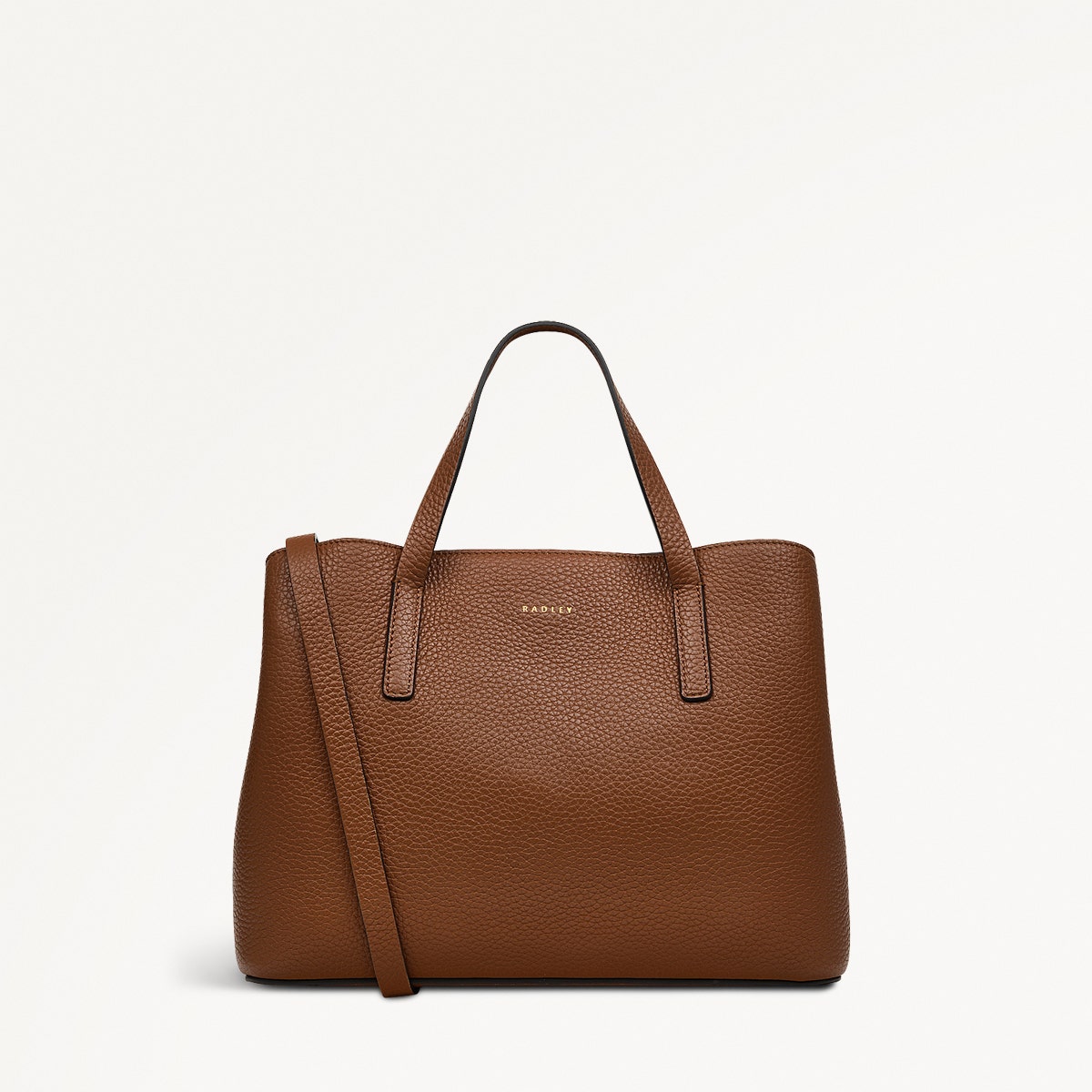 Dukes Place Leather Medium Ziptop Grab Bag in Saddle - H2028211