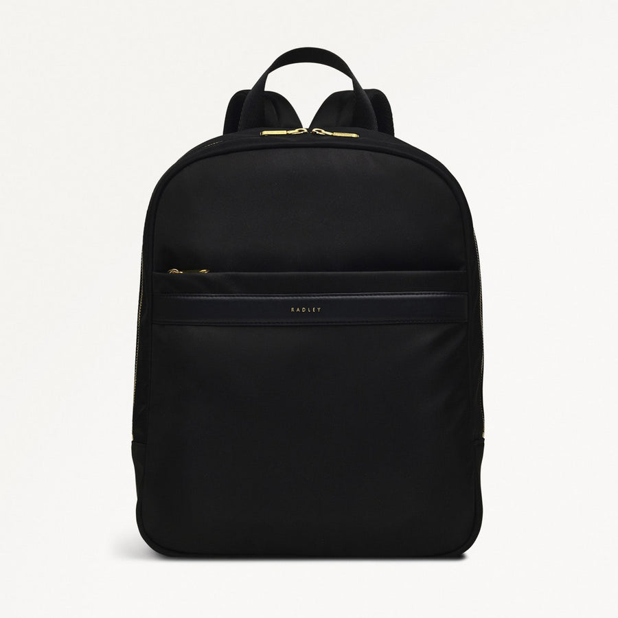 Holland Park Fabric Medium Ziptop Backpack in Black - H2055001