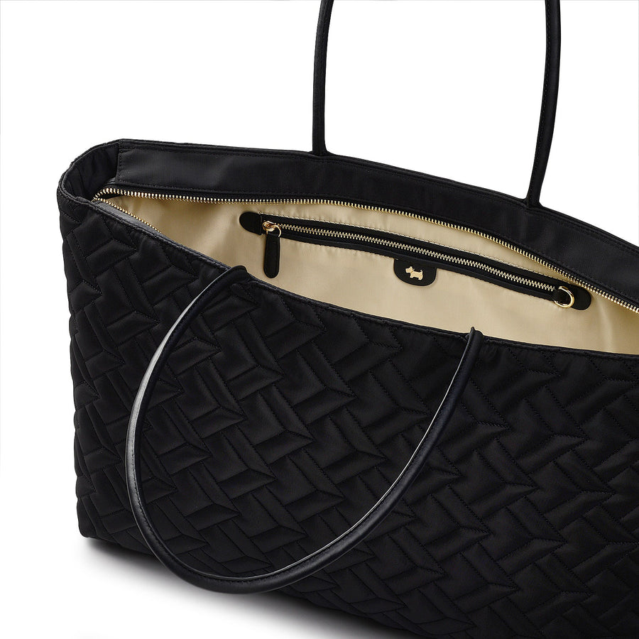 Holland Park Fabric Large Ziptop Tote Bag in Black - H2070001