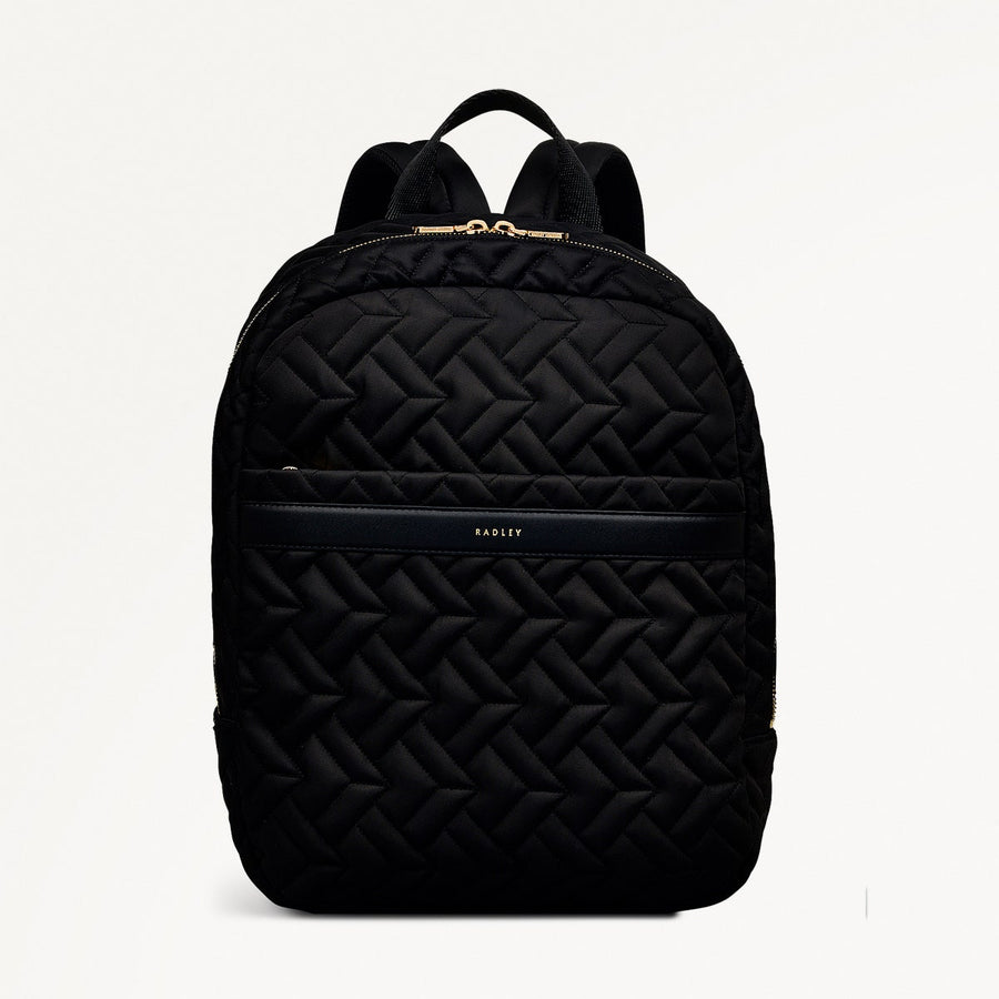 Holland Park Fabric Medium Ziptop Backpack in Black - H2074001