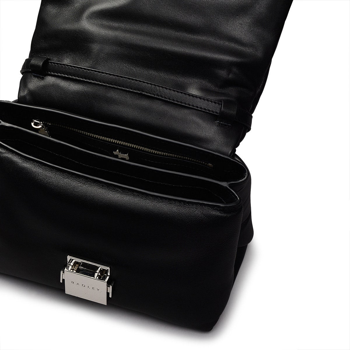 Bond Court Leather Small Flapover Crossbody Bag in Black - H2159001