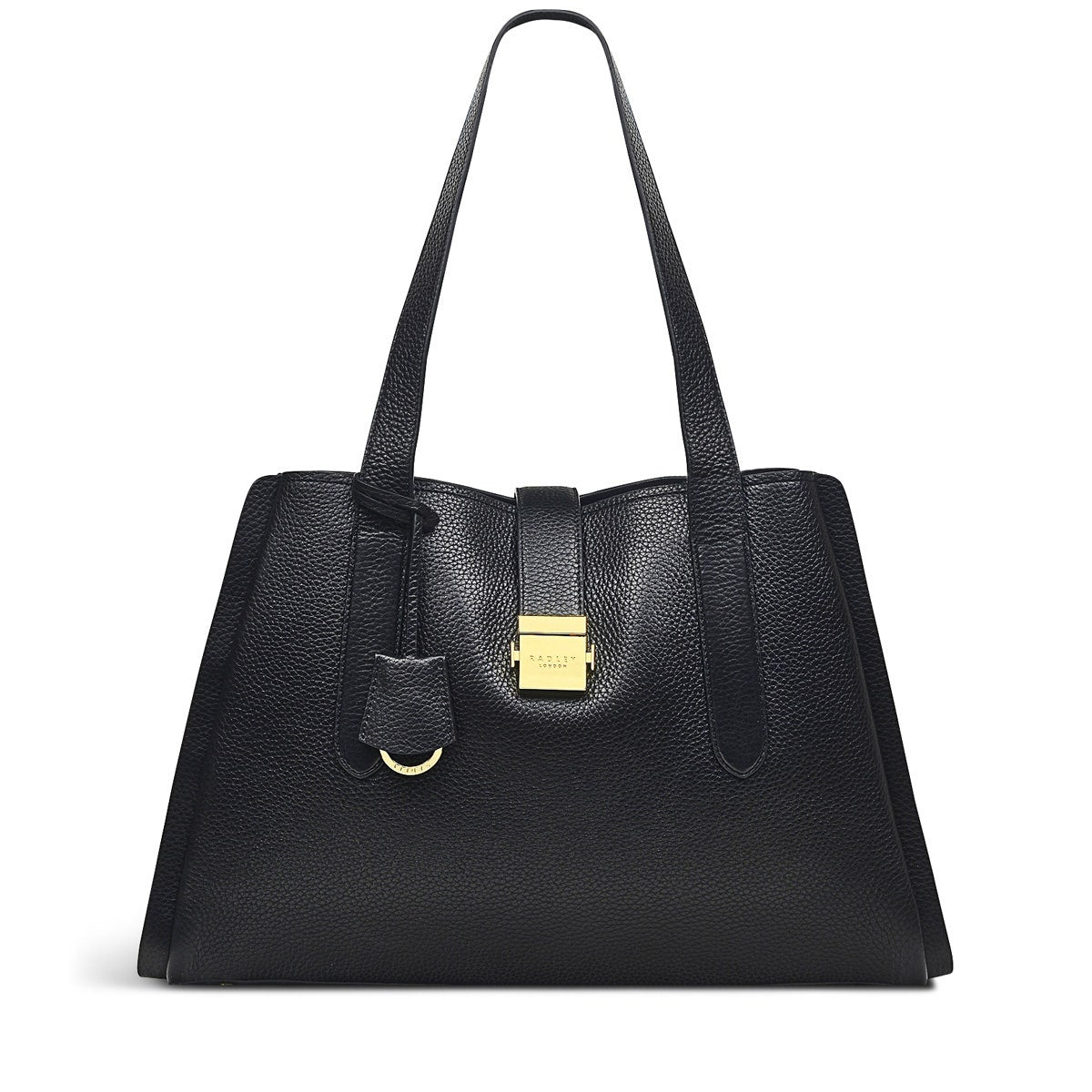 Sloane Street Leather Large Ziptop Shoulder Bag in Black - H7583001