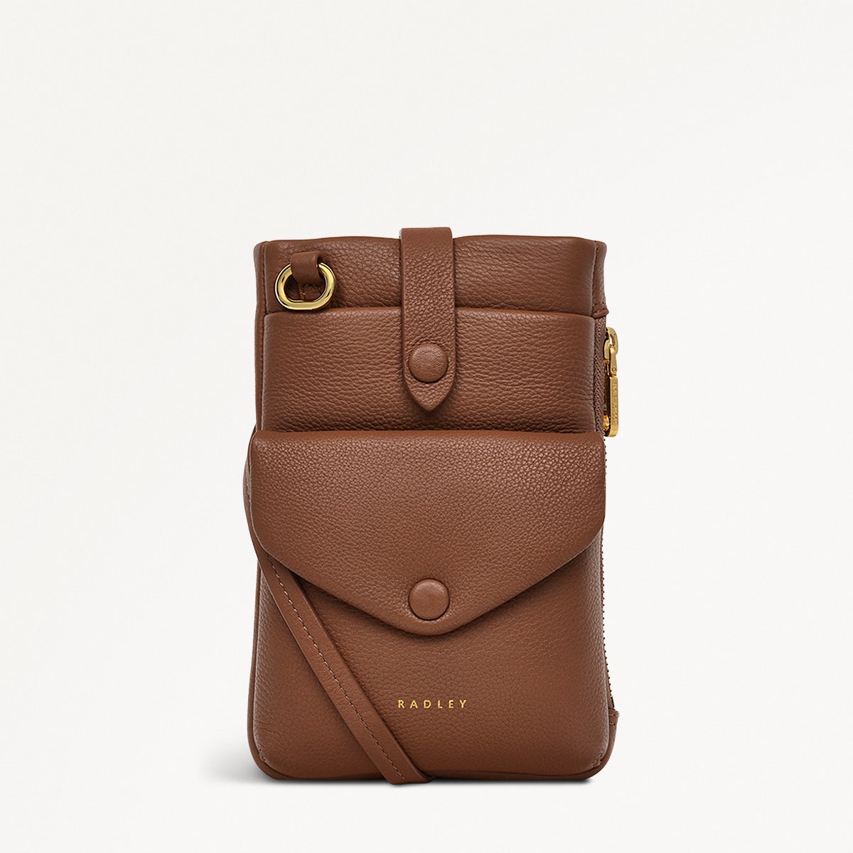 Mallow Street Leather Medium Phone Crossbody in Saddle - S1897211