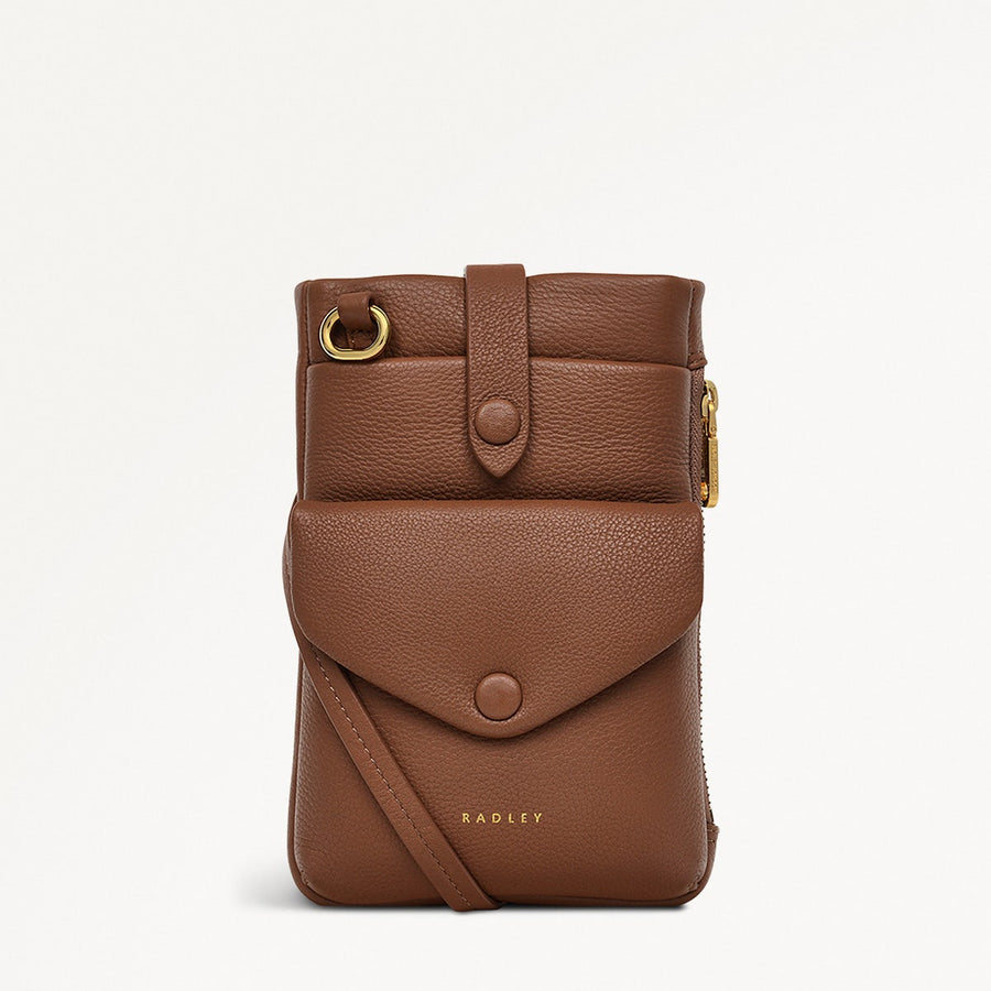 Mallow Street Leather Medium Phone Crossbody in Saddle - S1897211