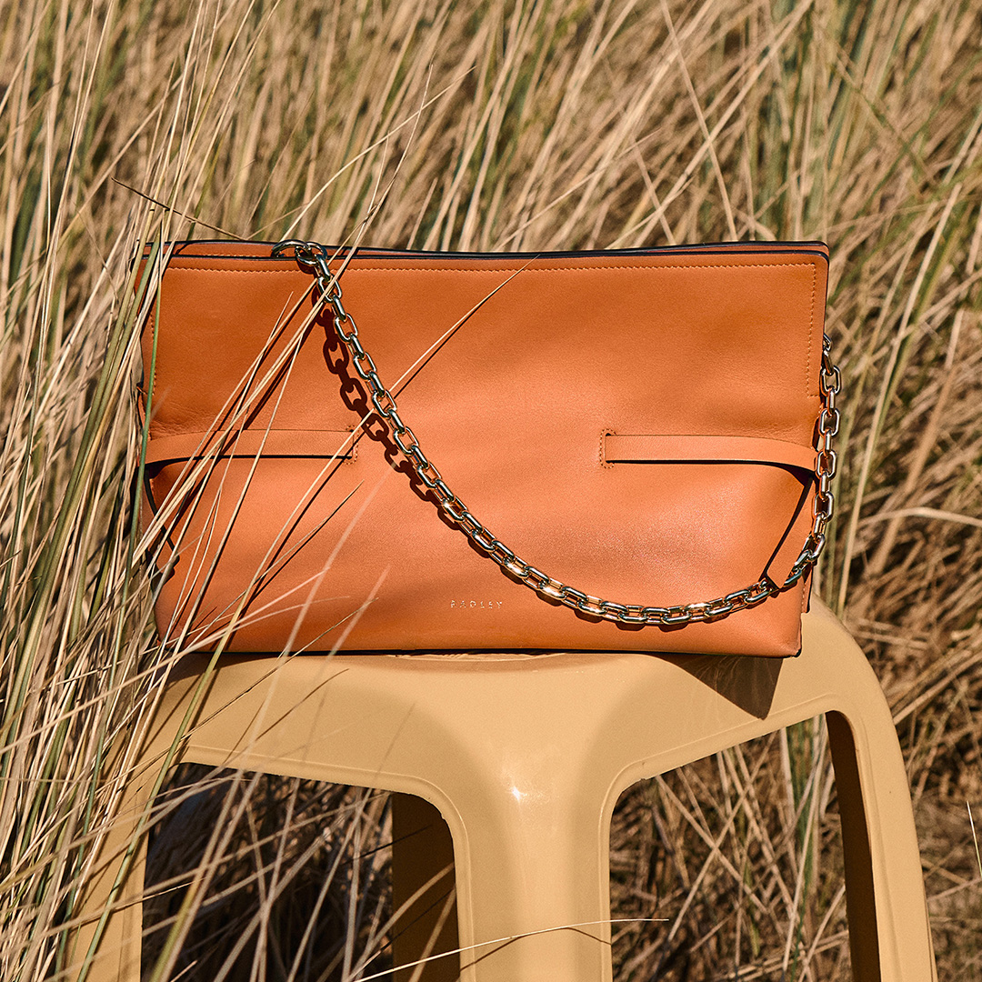 Fleet Street Medium Open Top Clutch Orange Peel