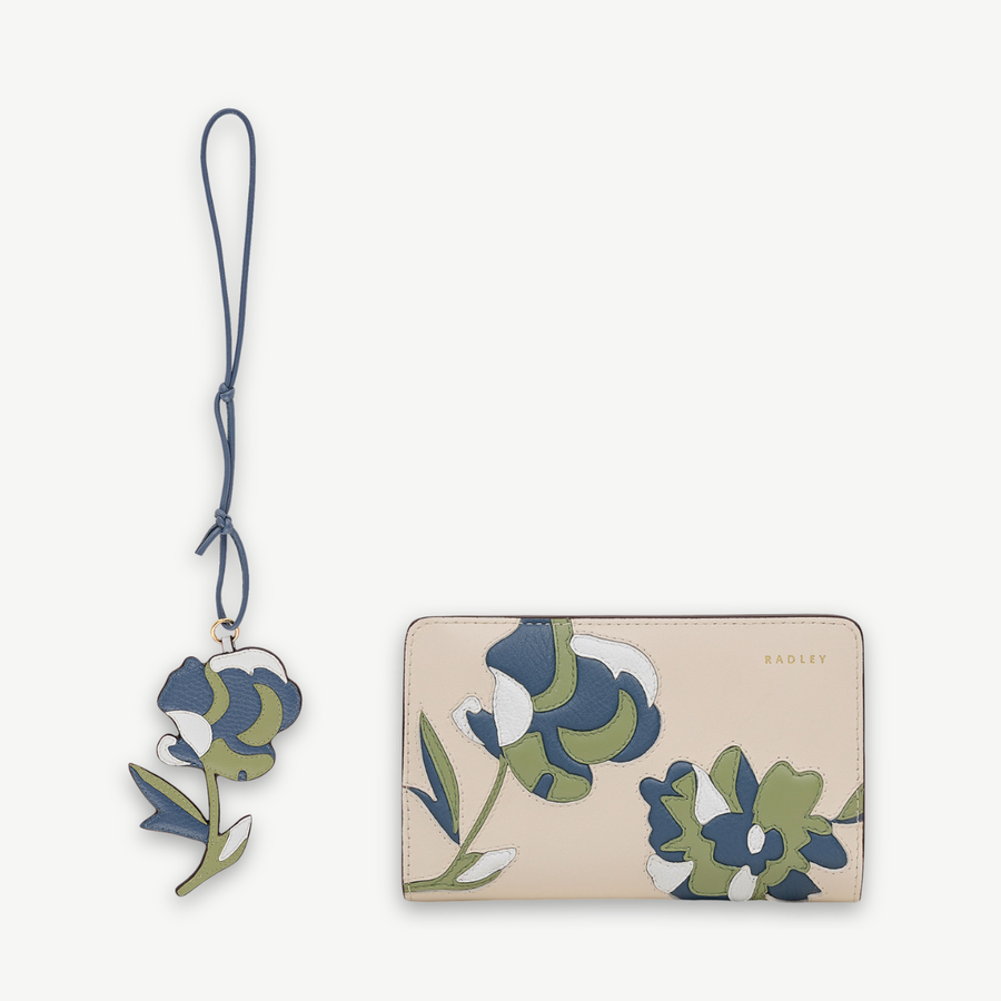 Floral Medium Wallet and Flower Charm