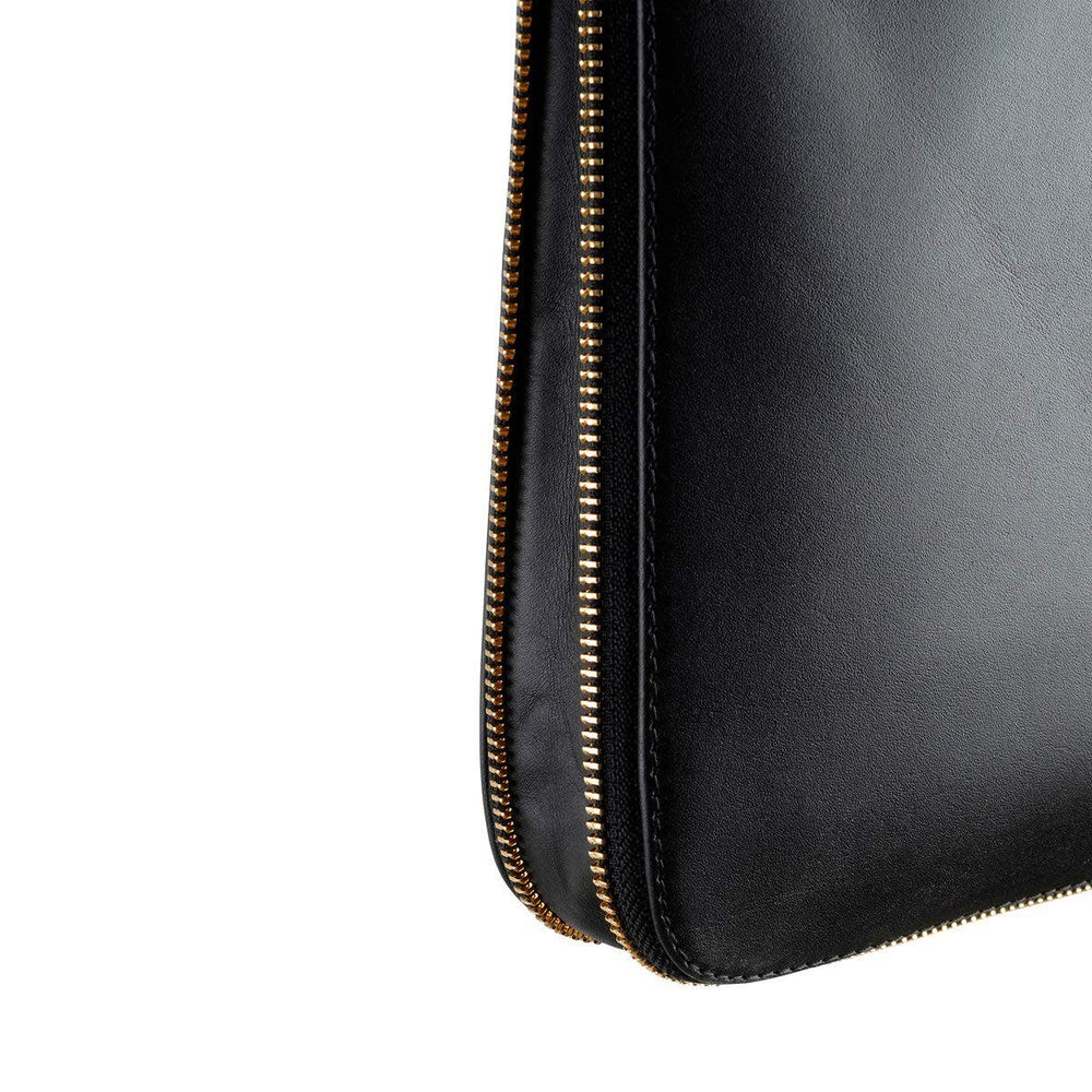 Pockets Leather Large Zip Around Crossbody Bag in Black - 10238